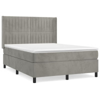 Produktbild för Ramsäng med madrass ljusgrå 140x200 cm sammet