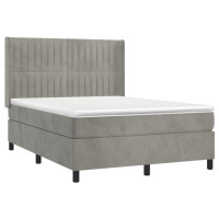 Produktbild för Ramsäng med madrass ljusgrå 140x200 cm sammet