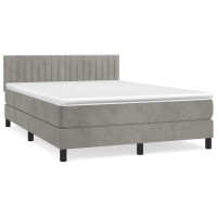 Produktbild för Ramsäng med madrass ljusgrå 140x200 cm sammet