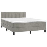 Produktbild för Ramsäng med madrass ljusgrå 140x200 cm sammet