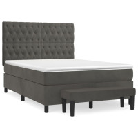 Produktbild för Ramsäng med madrass mörkgrå 140x190 cm sammet