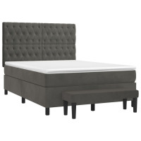 Produktbild för Ramsäng med madrass mörkgrå 140x190 cm sammet
