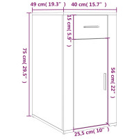 Produktbild för Skrivbordskåp rökfärgad ek 40x49x75 cm konstruerat trä