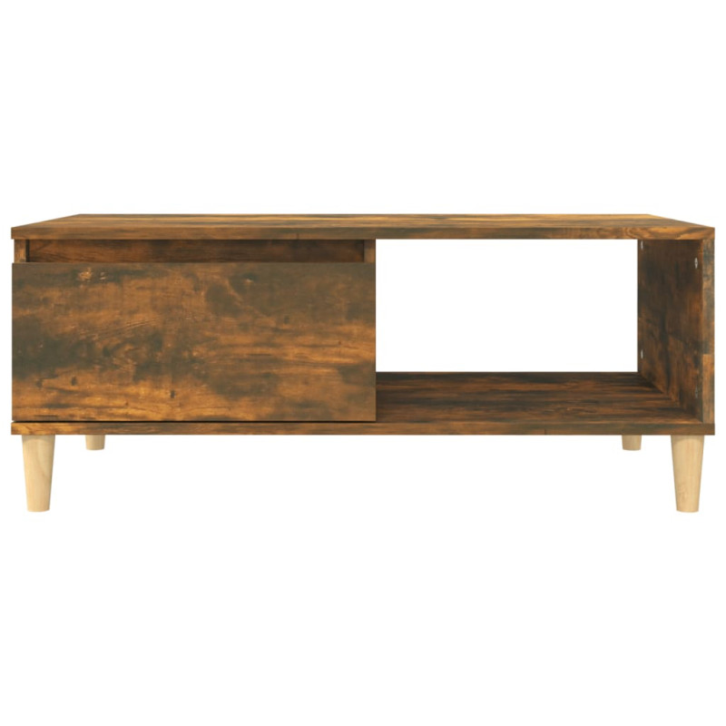Produktbild för Soffbord rökfärgad ek 90x50x36,5 cm konstruerat trä