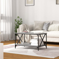 Produktbild för Soffbord grå sonoma 80x50x45 cm konstruerat trä och järn