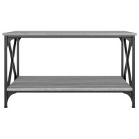 Produktbild för Soffbord grå sonoma 80x50x45 cm konstruerat trä och järn