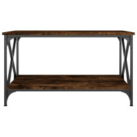 Produktbild för Soffbord rökfärgad ek 80x50x45 cm konstruerat trä och järn