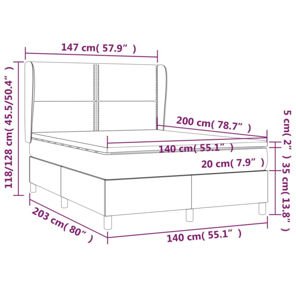 Produktbild för Ramsäng med madrass gräddvit 140x200 cm tyg
