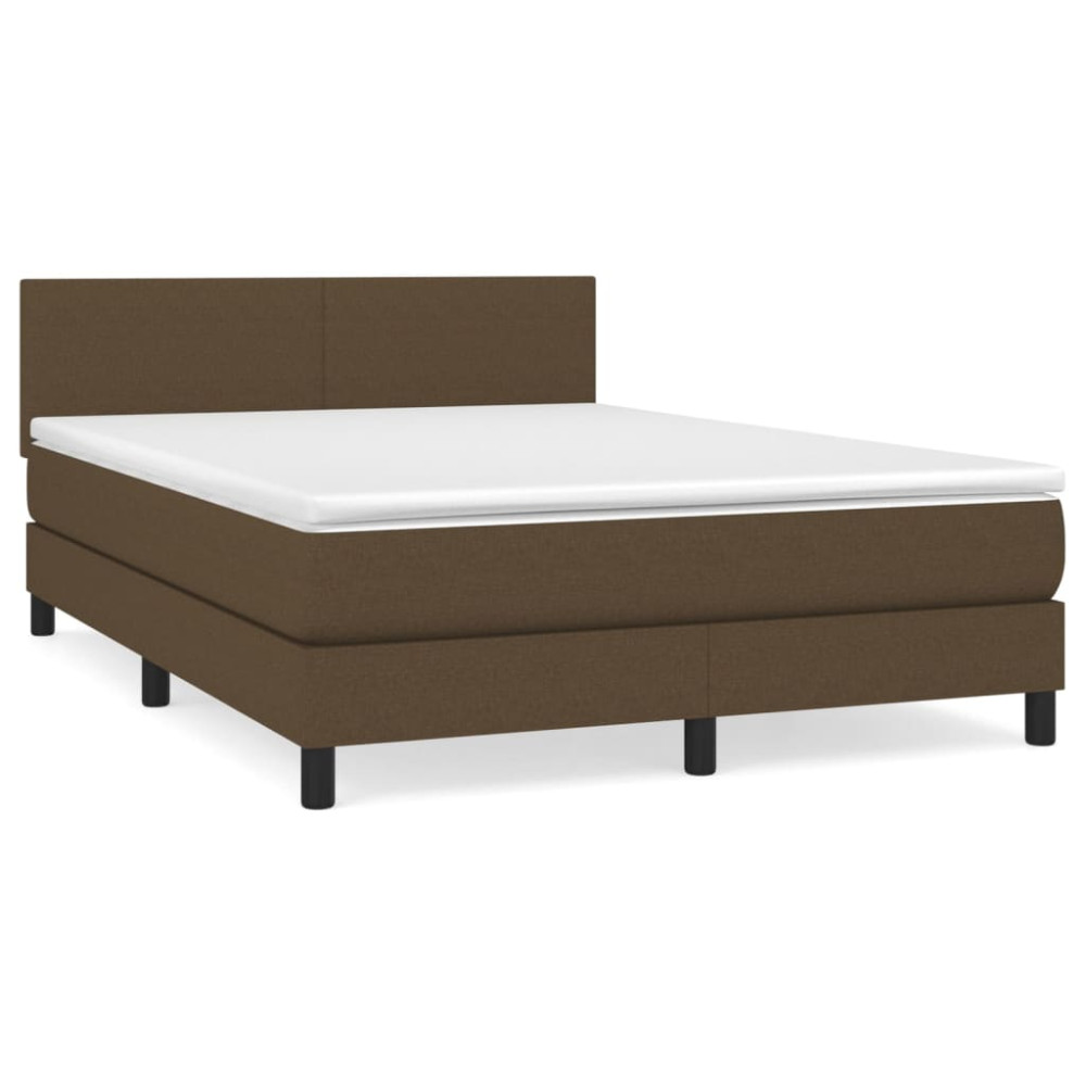 Produktbild för Ramsäng med madrass mörkbrun 140x200 cm tyg