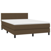 Produktbild för Ramsäng med madrass mörkbrun 140x200 cm tyg