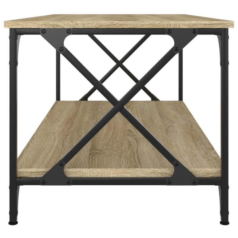 Produktbild för Soffbord sonoma-ek 100x50x45 cm konstruerat trä och järn