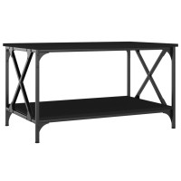 Produktbild för Soffbord svart 80x50x45 cm konstruerat trä och järn