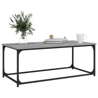 Produktbild för Soffbord grå sonoma 102x50x40 cm konstruerat trä och järn