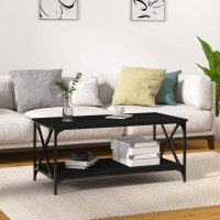 Produktbild för Soffbord svart 100x50x45 cm konstruerat trä och järn