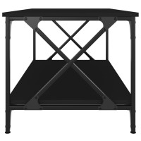 Produktbild för Soffbord svart 100x50x45 cm konstruerat trä och järn
