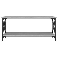 Produktbild för Soffbord grå sonoma 100x45x45 cm konstruerat trä och järn