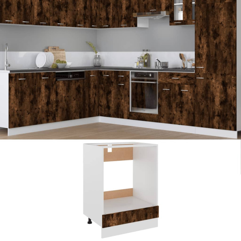 Produktbild för Köksskåp för ugn rökfärgad ek 60x46x81,5 cm konstruerat trä