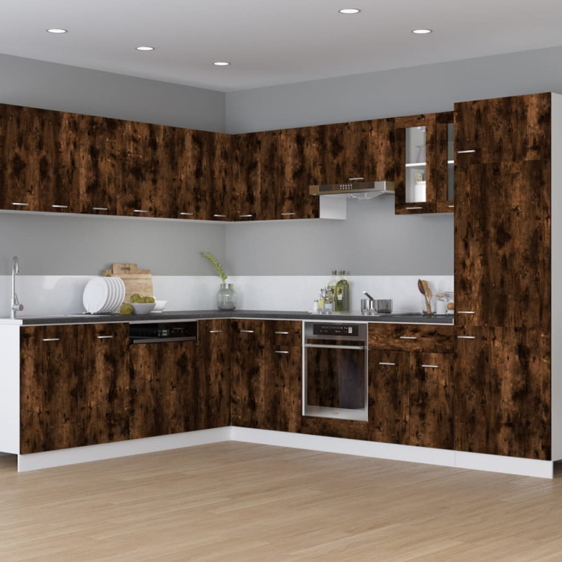 Produktbild för Köksskåp för ugn rökfärgad ek 60x46x81,5 cm konstruerat trä