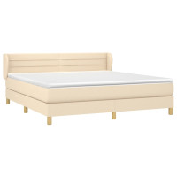 Produktbild för Ramsäng med madrass gräddvit 160x200 cm tyg