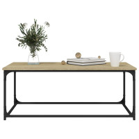 Produktbild för Soffbord sonoma-ek 102x50x40 cm konstruerat trä och järn