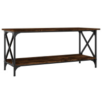 Produktbild för Soffbord rökfärgad ek 100x45x45 cm konstruerat trä och järn