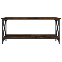 Produktbild för Soffbord rökfärgad ek 100x45x45 cm konstruerat trä och järn