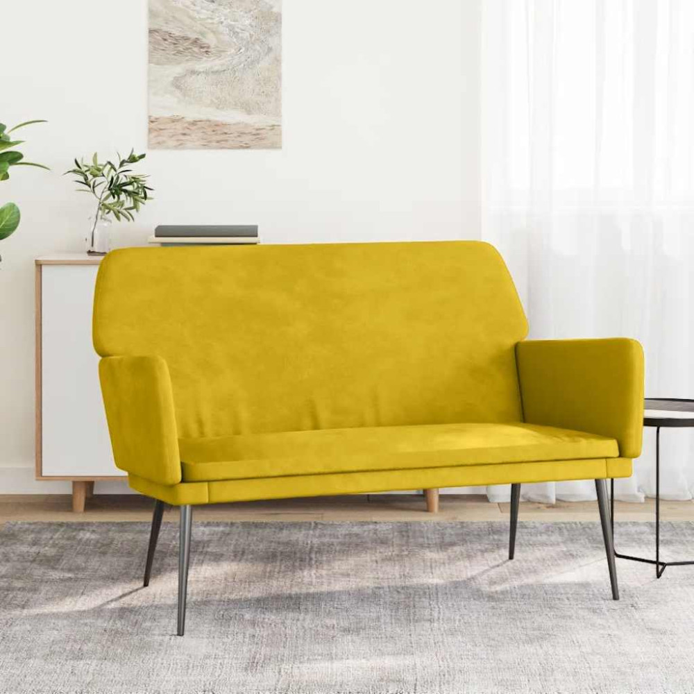 Produktbild för Bänk gul 108x79x79 cm sammet