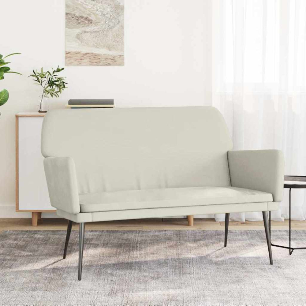 Produktbild för Bänk gräddvit 108x79x79 cm sammet