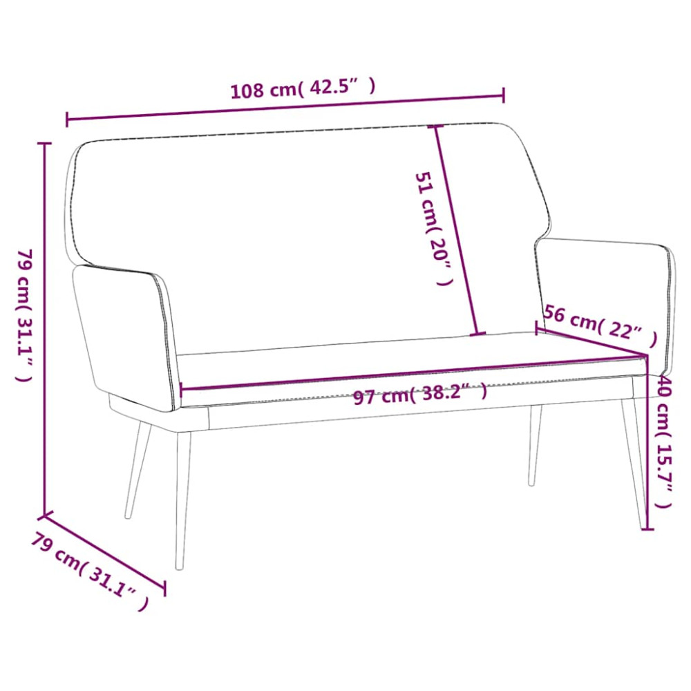 Produktbild för Bänk gräddvit 108x79x79 cm sammet