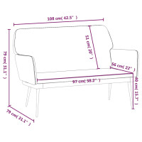 Produktbild för Bänk gräddvit 108x79x79 cm sammet