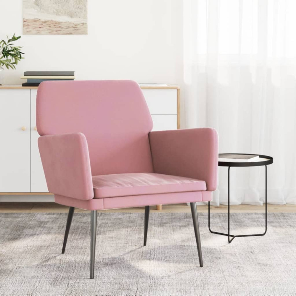 Produktbild för Fåtölj rosa 62x79x79 cm sammet