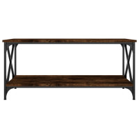 Produktbild för Soffbord rökfärgad ek 100x50x45 cm konstruerat trä och järn