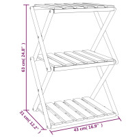 Produktbild för Hopfällbar hylla 3 hyllplan brun 43x31x63 cm massivt akaciaträ