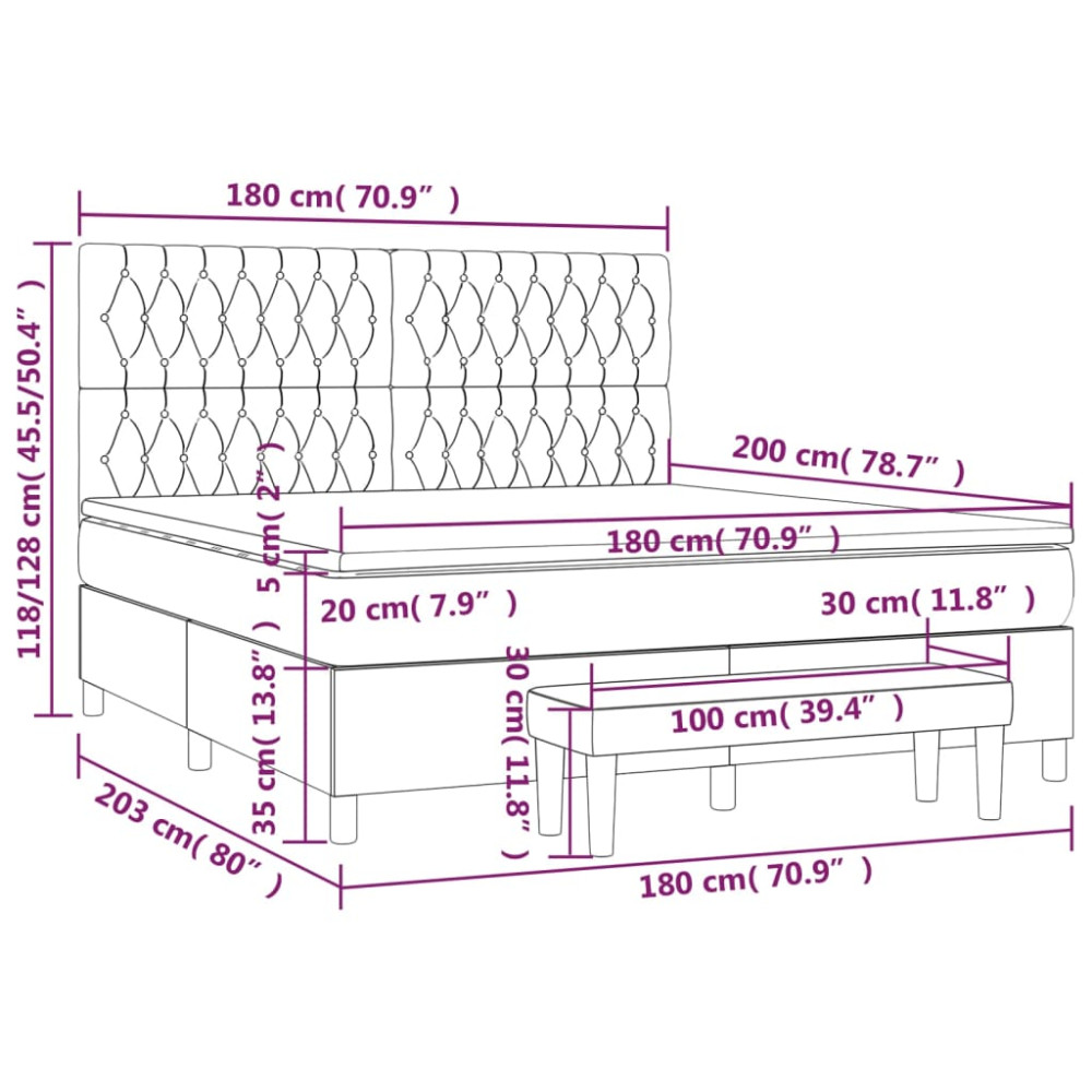 Produktbild för Ramsäng med madrass blå 180x200 cm tyg