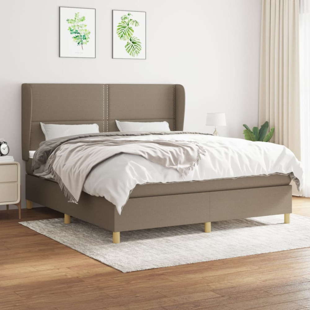 Produktbild för Ramsäng med madrass taupe 180x200 cm tyg