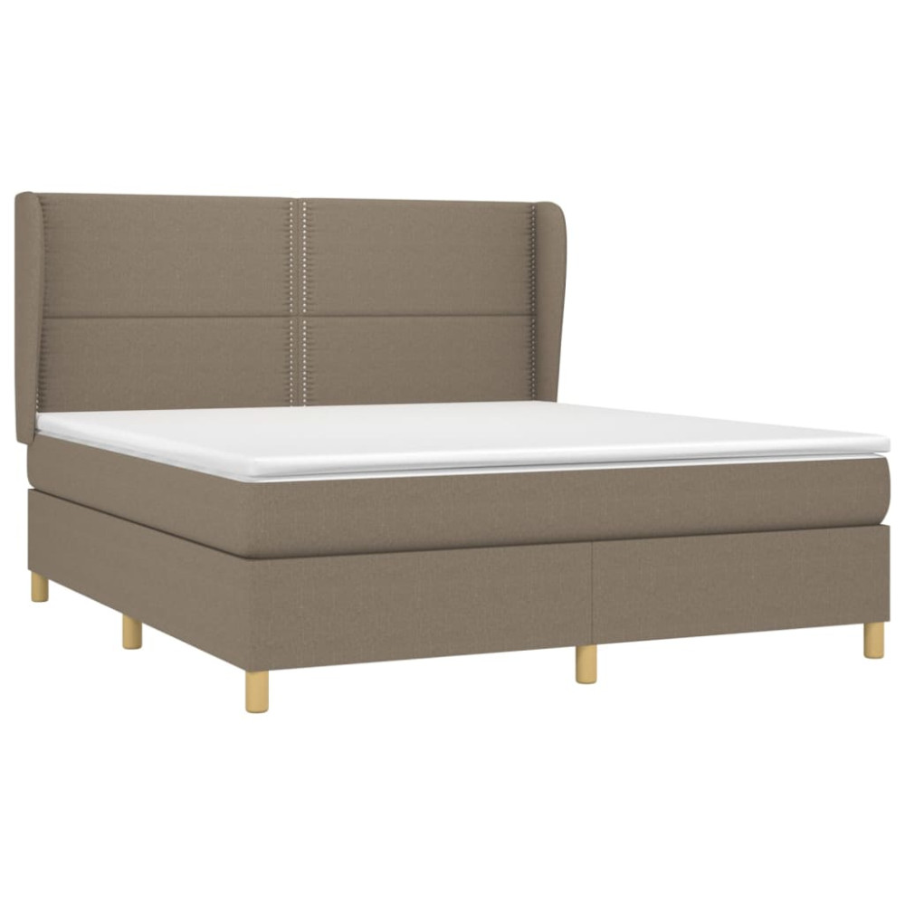 Produktbild för Ramsäng med madrass taupe 180x200 cm tyg