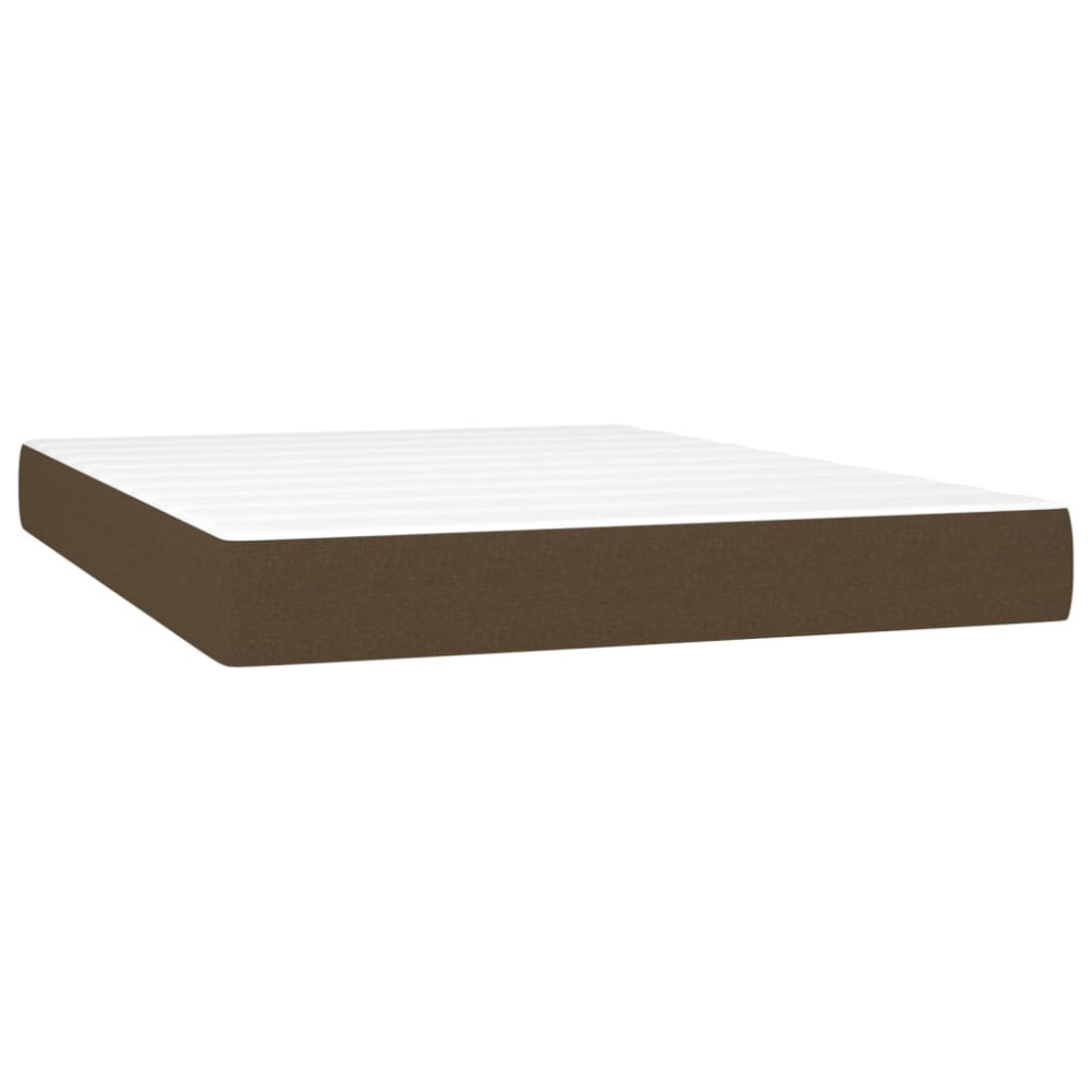 Produktbild för Ramsäng med madrass mörkbrun 140x200 cm tyg