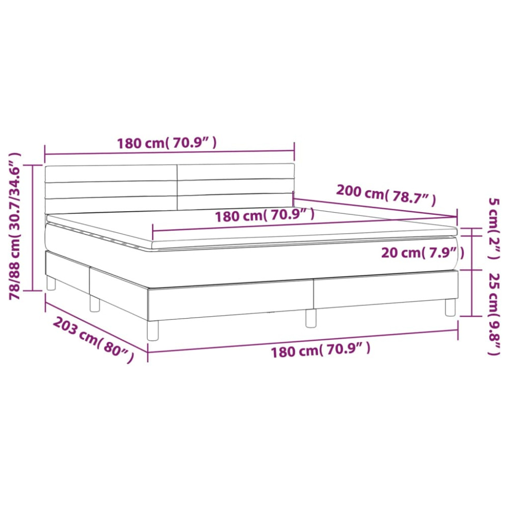 Produktbild för Ramsäng med madrass gräddvit 180x200 cm tyg