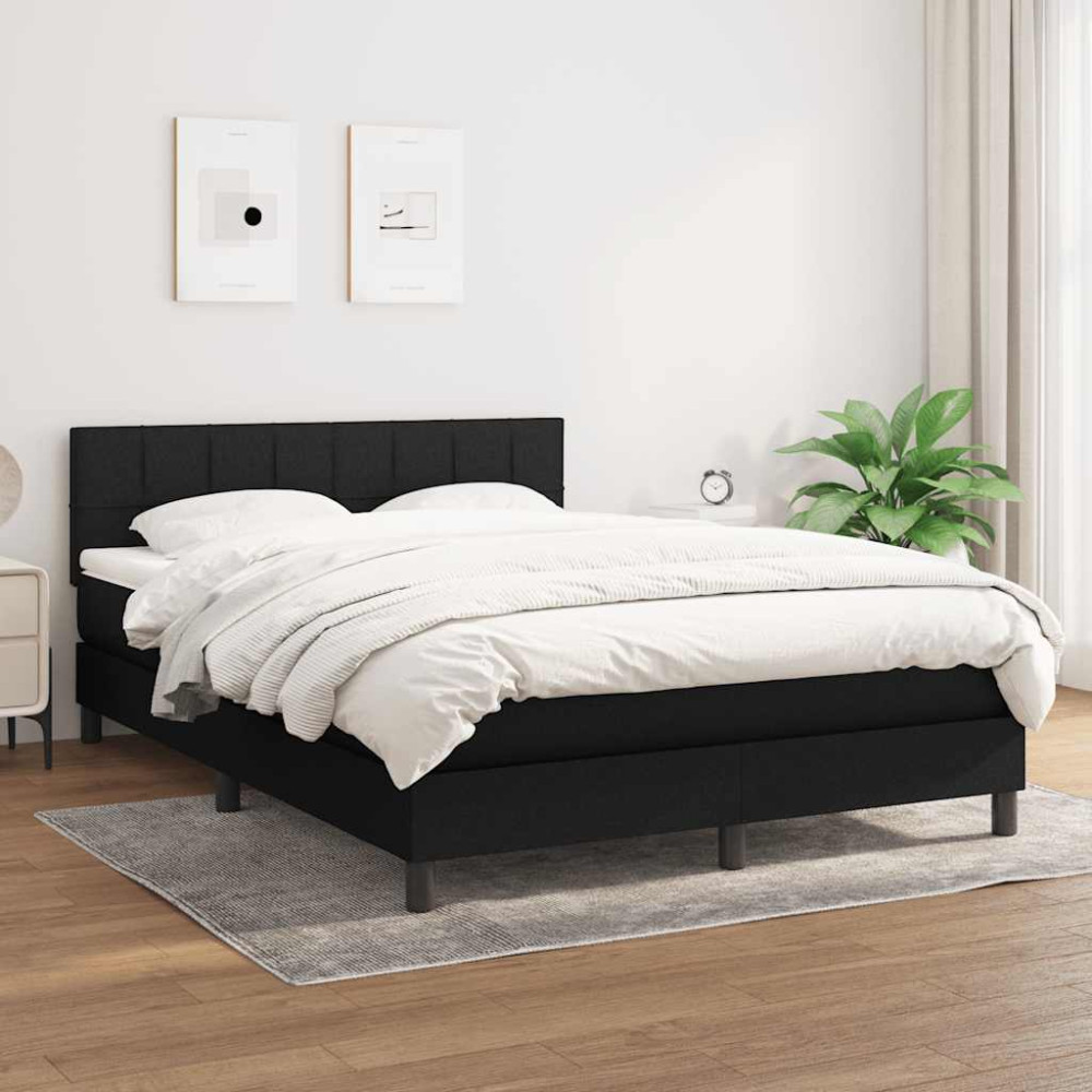 Produktbild för Ramsäng med madrass svart 140x200 cm tyg