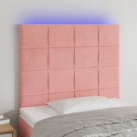 Produktbild för Sänggavel LED rosa 100x5x118/128 cm tyg