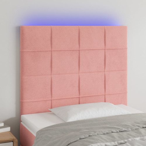 vidaXL Sänggavel LED rosa 100x5x118/128 cm tyg