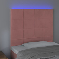 Produktbild för Sänggavel LED rosa 100x5x118/128 cm tyg