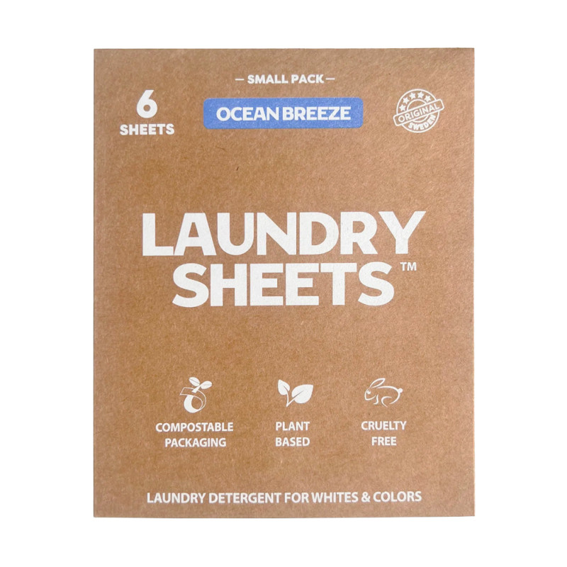 Produktbild för Laundry Sheets - 6 Tvättar Ocean Breeze
