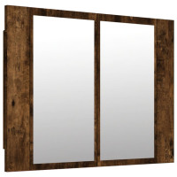 Produktbild för Spegelskåp med LED rökfärgad ek 80x20,5x64 cm konstruerat trä
