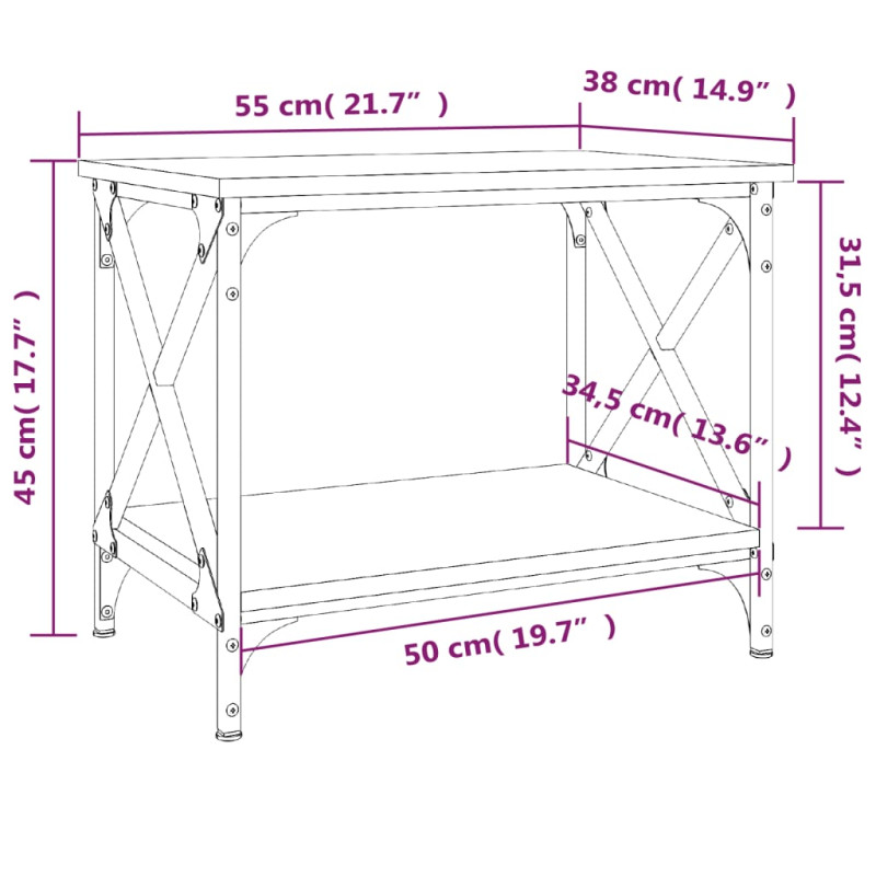Produktbild för Soffbord rökfärgad ek 55x38x45 cm konstruerat trä