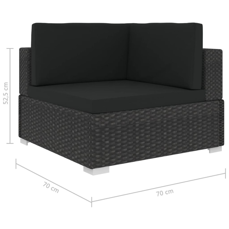 Produktbild för Loungegrupp med dynor 5 delar konstrotting svart