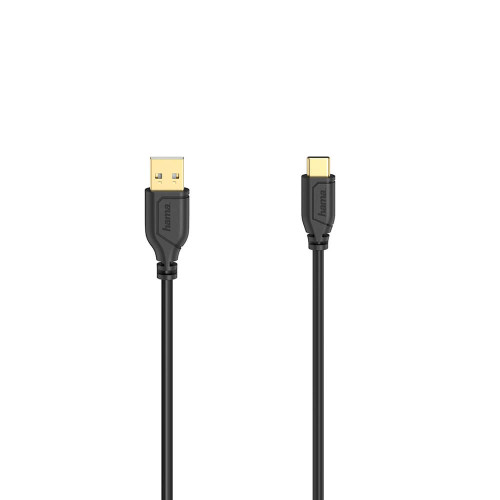 Hama Kabel USB-C Flexi-Slim USB-A-USB-C Guld Svart 0,75m