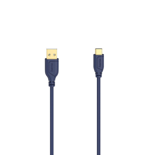 Hama Kabel USB-C Flexi-Slim USB-A-USB-C Guld Blå 0,75m