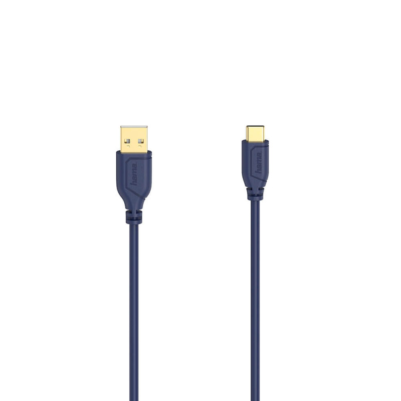 Produktbild för Cable USB-C Flexi-Slim USB-A-USB-C Gold Blue 0.75m