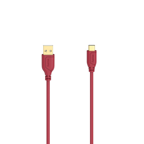 Hama Kabel USB-C Flexi-Slim USB-A-USB-C Guld Röd 0,75m